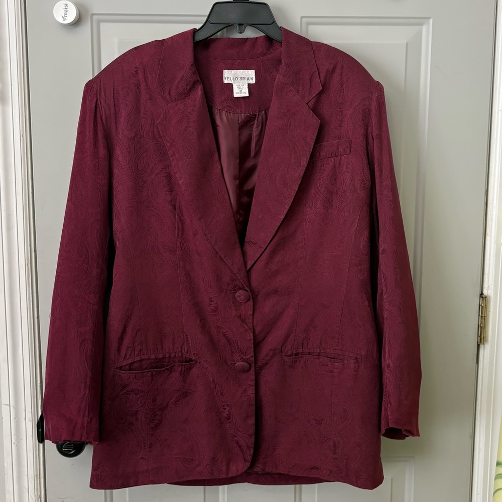 Vintage 100% Silk Men's Burgundy Paisley Blazer